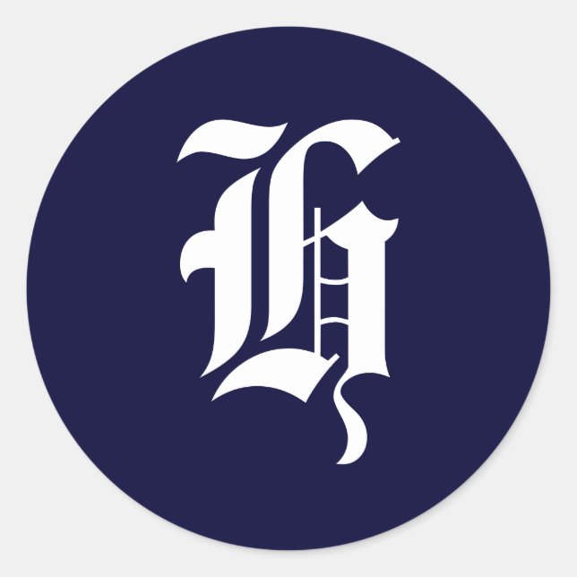 Adesivo Monograma Azul e Branco marinho Selos Iniciais "H" (Frente)