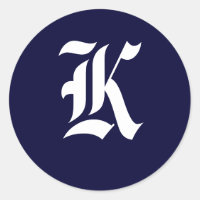 Monograma Azul e Branco marinho Selos Iniciais "K"