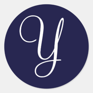 Adesivo Monograma Azul e Branco marinho Selos Iniciais "Y"