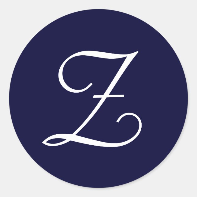 Adesivo Monograma Azul e Branco Monograma Selos Iniciais " (Frente)