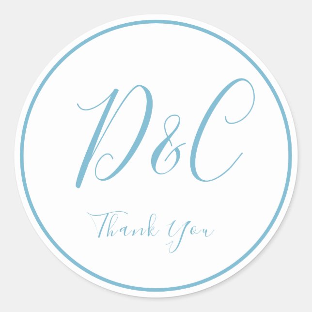 Adesivo Monograma Azul Elegante e Simples - Obrigado C (Frente)