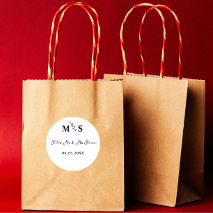 Adesivo Monograma azul marinho script Futuro sr e sra 