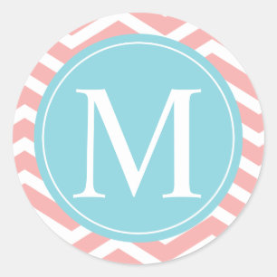 Adesivo Monograma Azul Peach Chevron