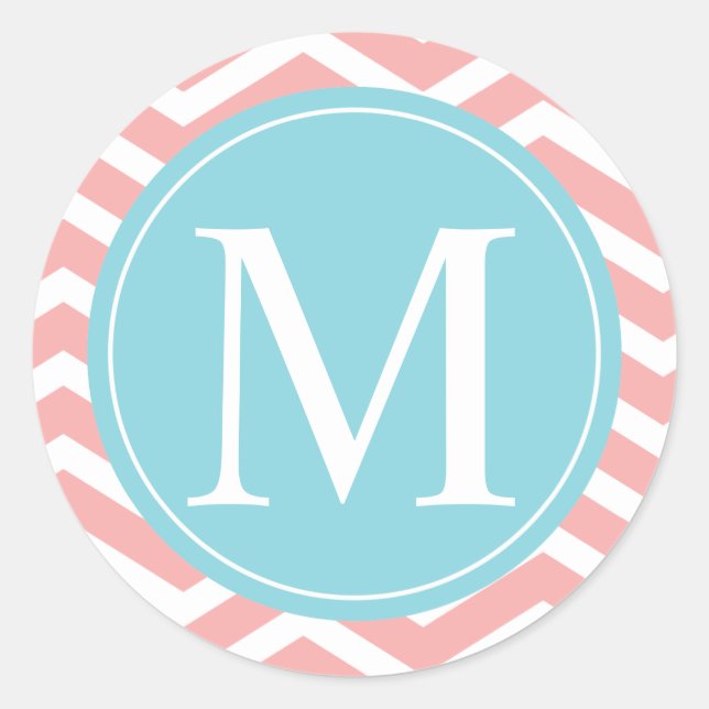 Adesivo Monograma Azul Peach Chevron (Frente)