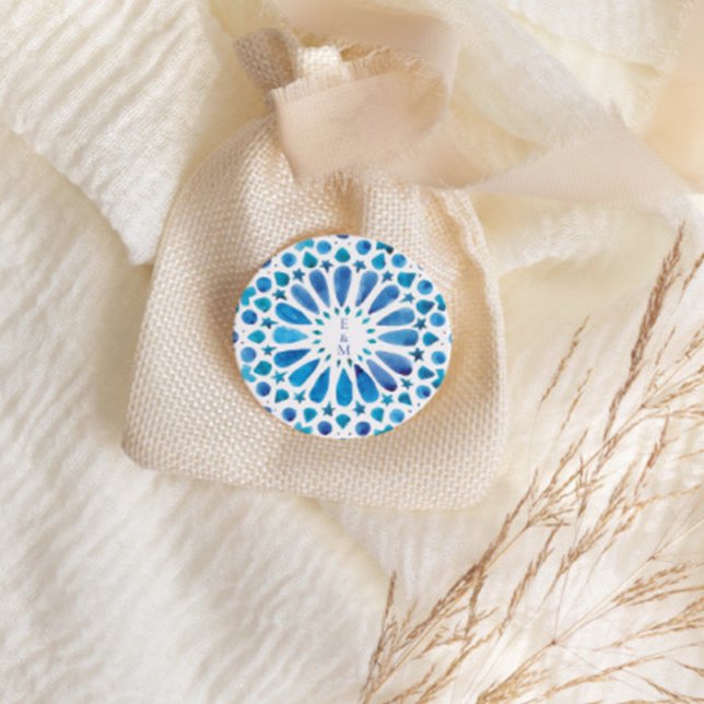 Adesivo Monograma Azulejo mediterrânico azul (Criador carregado)