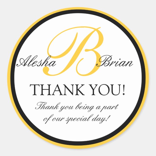 Adesivo Monograma B Favor de Casamento Obrigado Vinhetas (Frente)