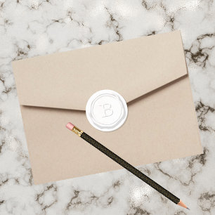 Adesivo Monograma B inicial de fecho branco de cera