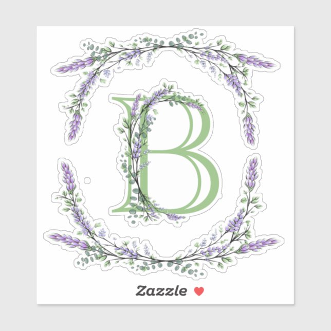 Adesivo Monograma B Lavanda Eucalyptus (Folha)