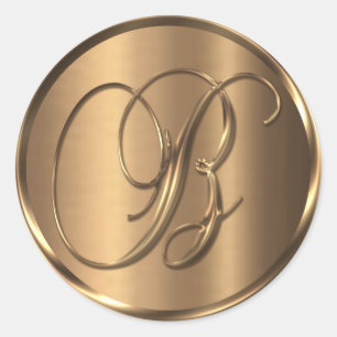 Adesivo Monograma B Selo de Envelope de Bronze Não METÁL