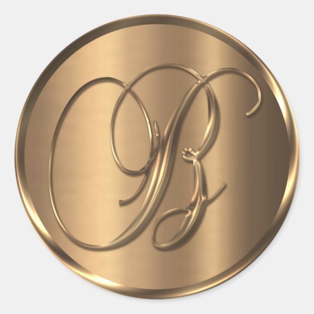 Adesivo Monograma B Selo de Envelope de Bronze Não METÁLIC (Frente)