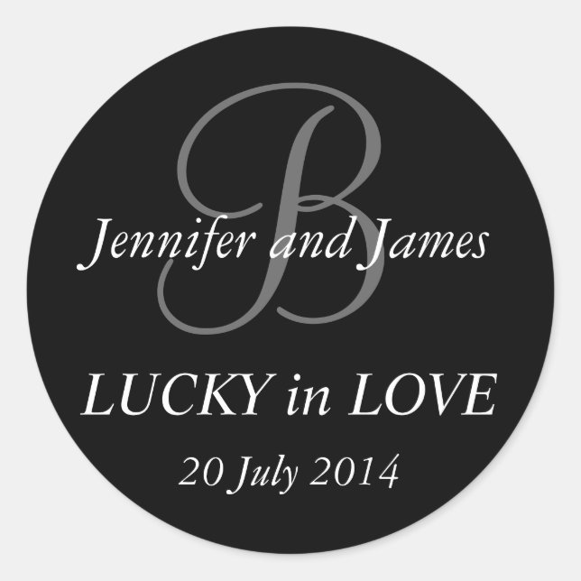 Adesivo Monograma B Stickers para Casamentos Pretos (Frente)