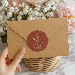 Adesivo Monograma Boho Terracotta Queimou Casamento Laranj