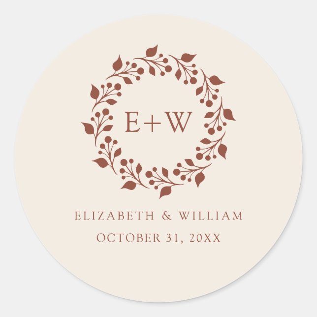 Adesivo Monograma Boho Terracotta — Vinheta Laranja Queima (Frente)