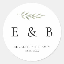 Adesivo Monograma Botânico de Casamento Folhagem Elegante 