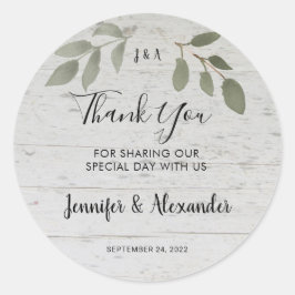 Adesivo Monograma botânico de madeira russa Obrigado casam