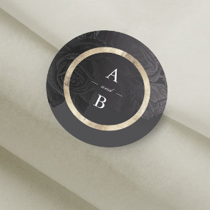 Adesivo Monograma botânico do casamento do vintage Luxe d