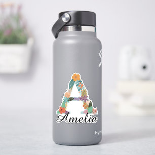 Adesivo Monograma Botânico Personalizado com Nome Floral