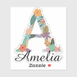 Adesivo Monograma Botânico Personalizado com Nome Floral