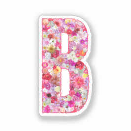 Adesivo Monograma Botânico Rosa Floral Letra Inicial B