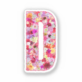 Adesivo Monograma Botânico Rosa Floral Letra Inicial D