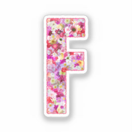 Adesivo Monograma Botânico Rosa Floral Letra Inicial F