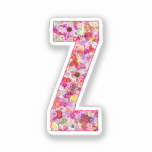 Adesivo Monograma Botânico Rosa Floral Letra Inicial Z