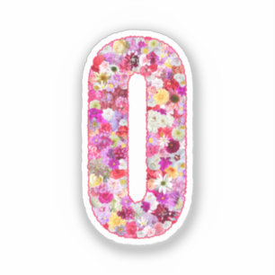 Adesivo Monograma Botânico Rosa Letra Floral Inicial O