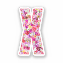 Adesivo Monograma Botânico Rosa Letra Floral Inicial X