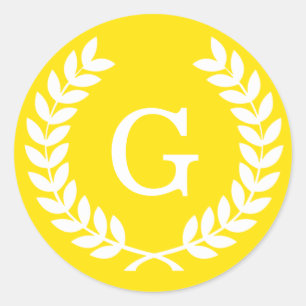 Adesivo Monograma branco amarelo da inicial da grinalda do