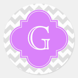 Adesivo Monograma branco cinzento de Quatrefoil do Lilac