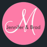 Adesivo Monograma branco cor-de-rosa M Nomes do noivo<br><div class="desc">Monograma branco cor-de-rosa M Nomes de noivas. Elke Clarke© Personalizável.</div>