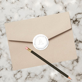 Adesivo Monograma branco de cera A inicial