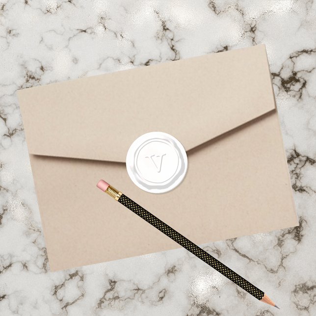 Adesivo Monograma branco de cera V inicial (Criador carregado)