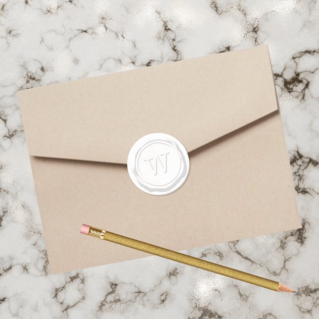 Adesivo Monograma branco de cera W inicial (Criador carregado)