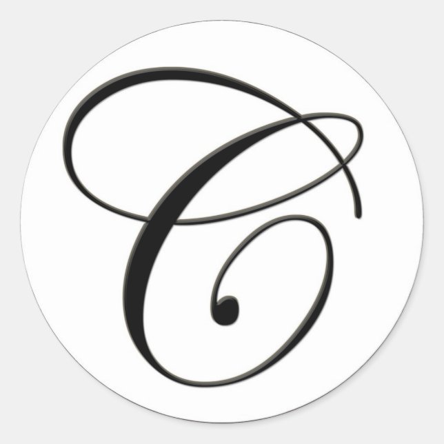 Adesivo Monograma branco e preto elegante C (Frente)