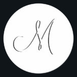 Adesivo Monograma Branco M Selo de Convite para Casamento<br><div class="desc">Selo de Convite Monograma Personalizável.</div>