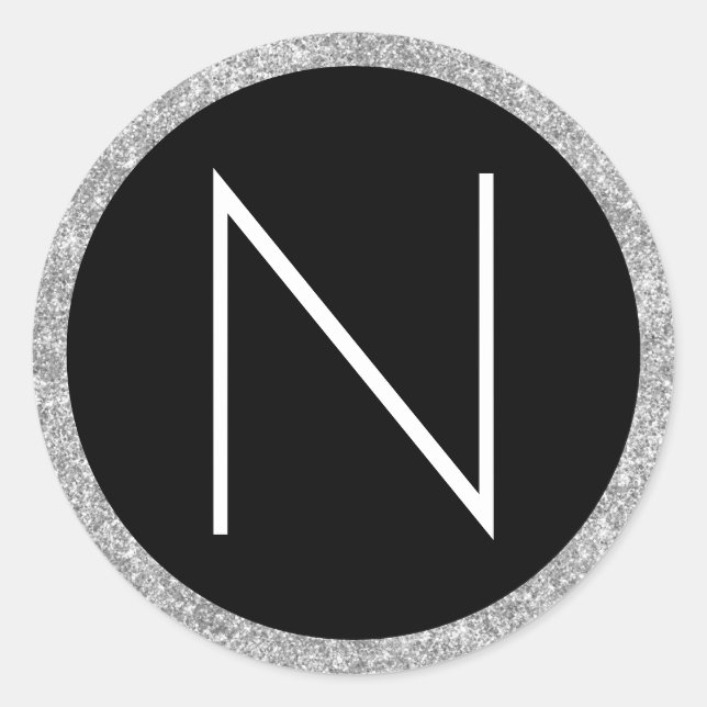 Adesivo Monograma branco preto e brilhante (Frente)