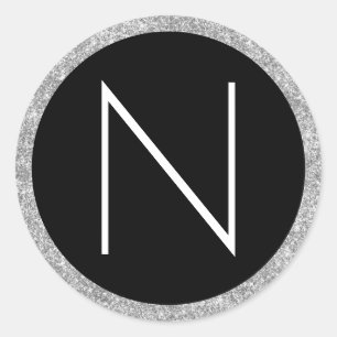 Adesivo Monograma branco preto e brilhante