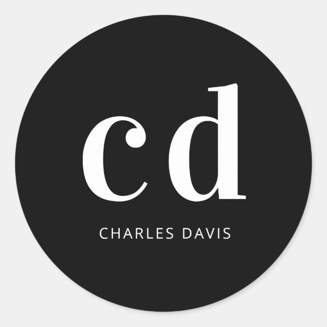 Adesivo Monograma branco preto monograma mínimo moderno mi (Frente)