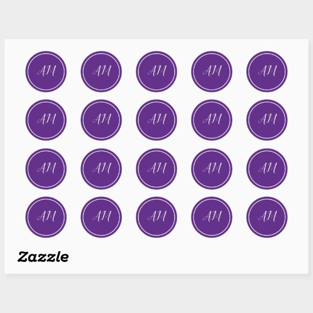 Adesivo Monograma Branco Roxo Elegante (Folha)
