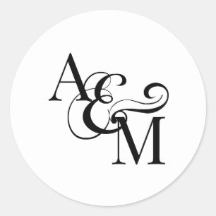 Adesivo Monograma Branco Simples Elegante Preto