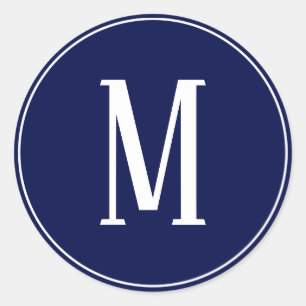 Adesivo Monograma branco sobre Marinho