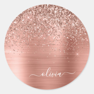 Adesivo Monograma Brilhante em Rosa Dourado Metalizado