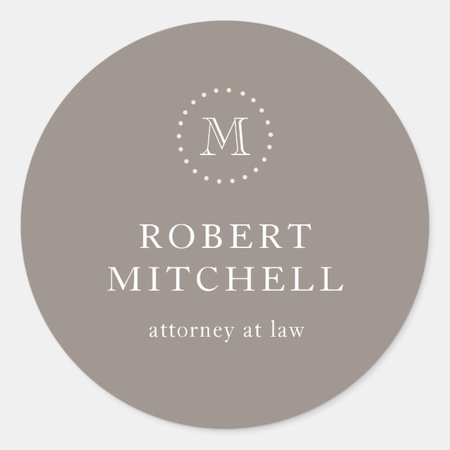 Adesivo Monograma Brown Elegant Classic Business Sticker (Frente)