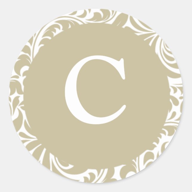Adesivo Monograma C Cinza Prateada E Vinhetas De Convite B (Frente)