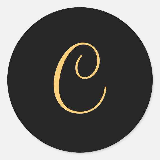 Adesivo Monograma C, dourado, escrita inicial C (Frente)