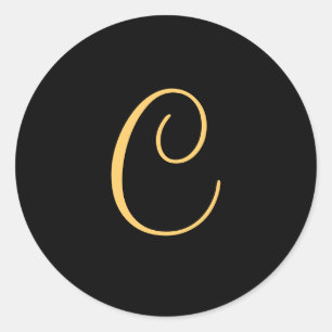 Adesivo Monograma C, dourado, escrita inicial C