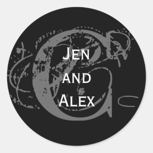 Adesivo Monograma C e Nomes - Vinheta Preta