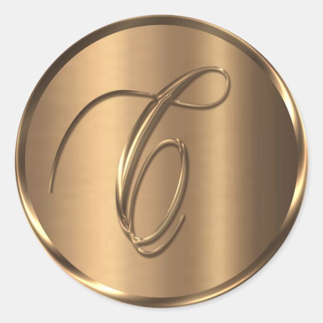 Adesivo Monograma C Selo de Envelope de Bronze Não METÁLIC (Frente)