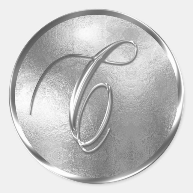 Adesivo Monograma C Selo de Envelope Silver Não METÁLICO (Frente)